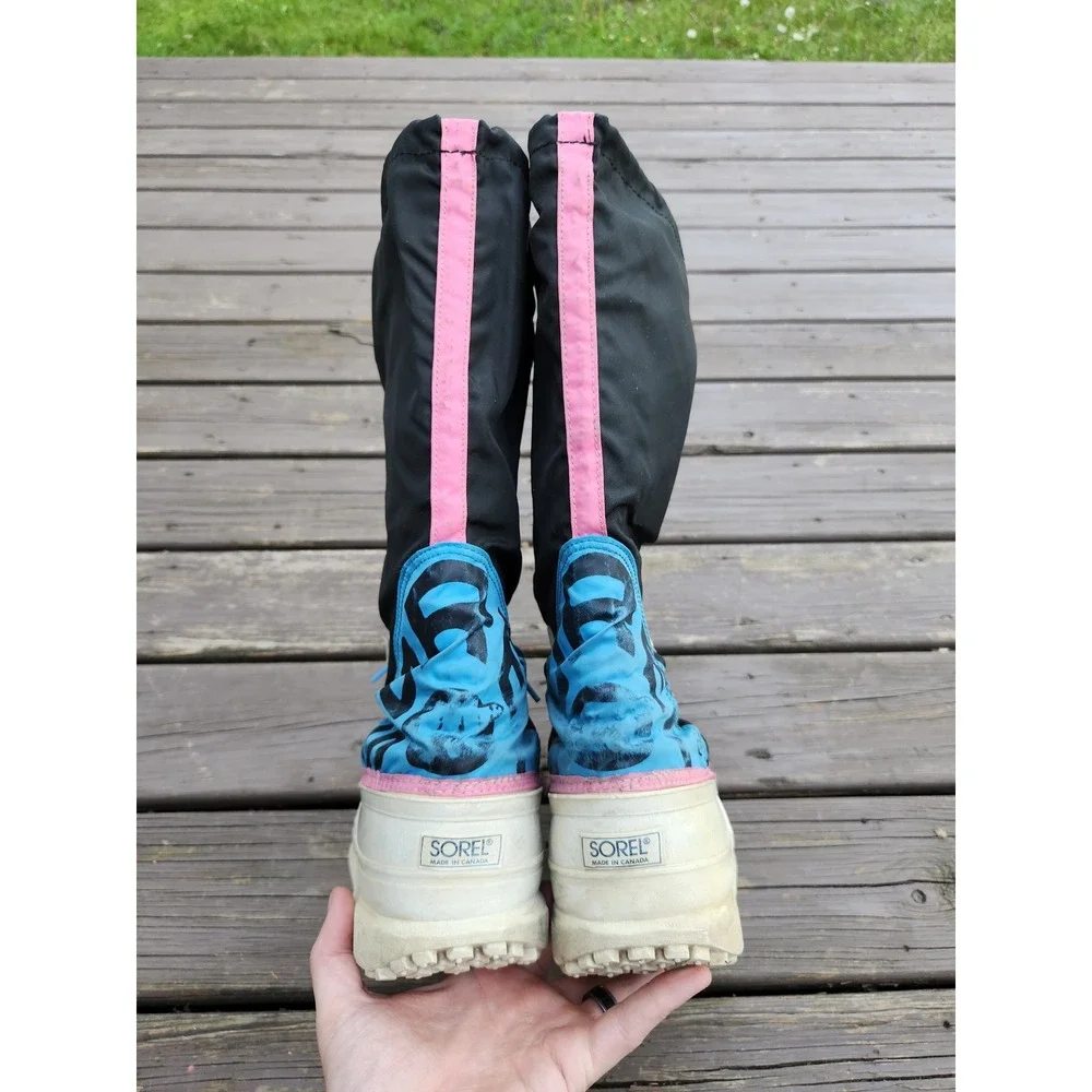 Sorel Kaufman Winter Boots Black Pink Blue Retro Snow‎ Duck Boots Mens 11